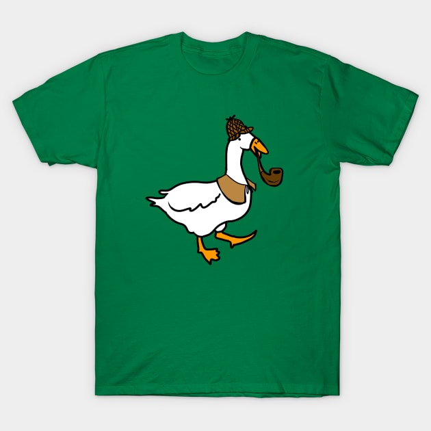 Detective Goose Illustration T-Shirt by CatsandBats